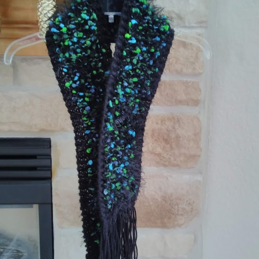 Crochet Long Scarf w/ Button Closure- NEW Handmade